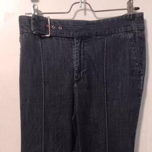 Chico Platinum Trouser Dark Denim Wide Leg Size 0 Mid Rise Pants